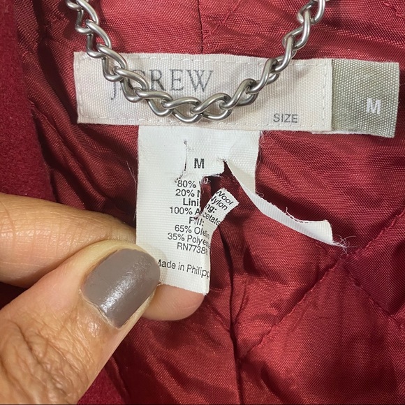 Getting donated on Sunday! J. Crew Red Wool Pea Coat Sz M - Picture 3 of 7